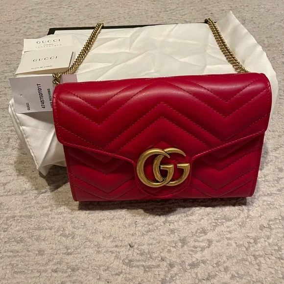 Gucci GG Marmont Wallet On Chain (Red) - Picture 2 of 10